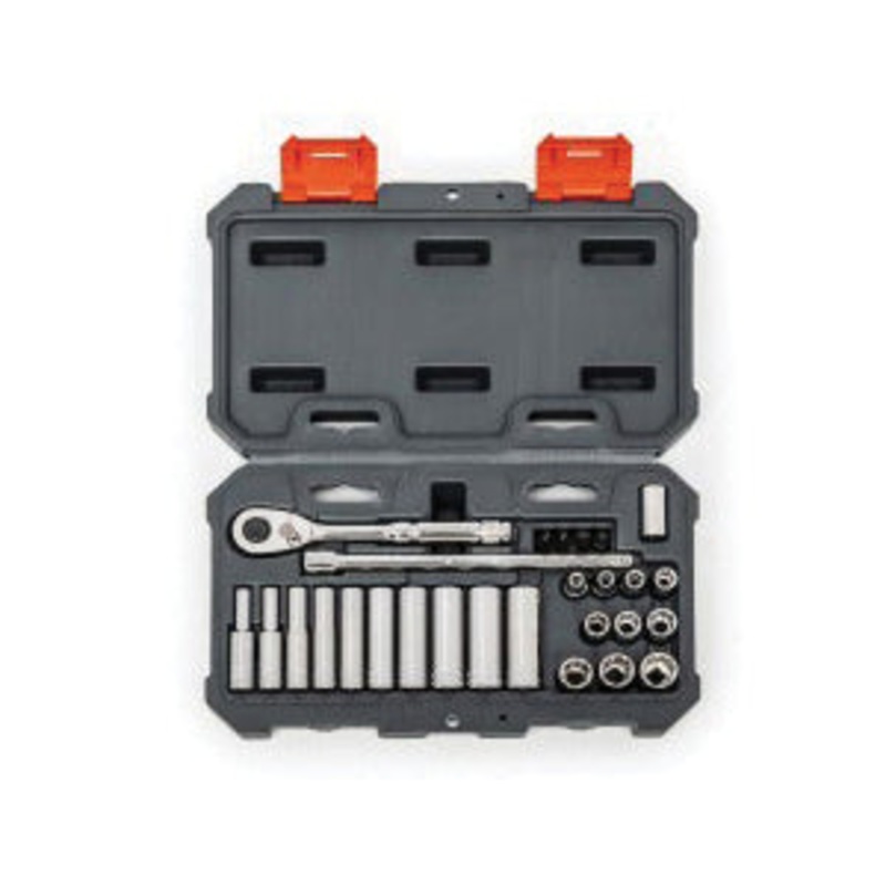 CRESCENT CSWS3C Mechanic's Tool Set, 1/4 in Drive, System of Measurement: Metric, 6 -Point, 27 -Piece