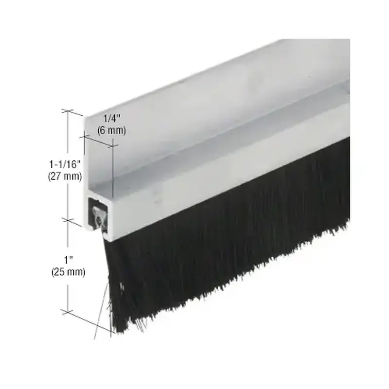 CRL WS497AV96 96" Extruded Aluminum Brush Door Sweep with 1" Nylon Bristle