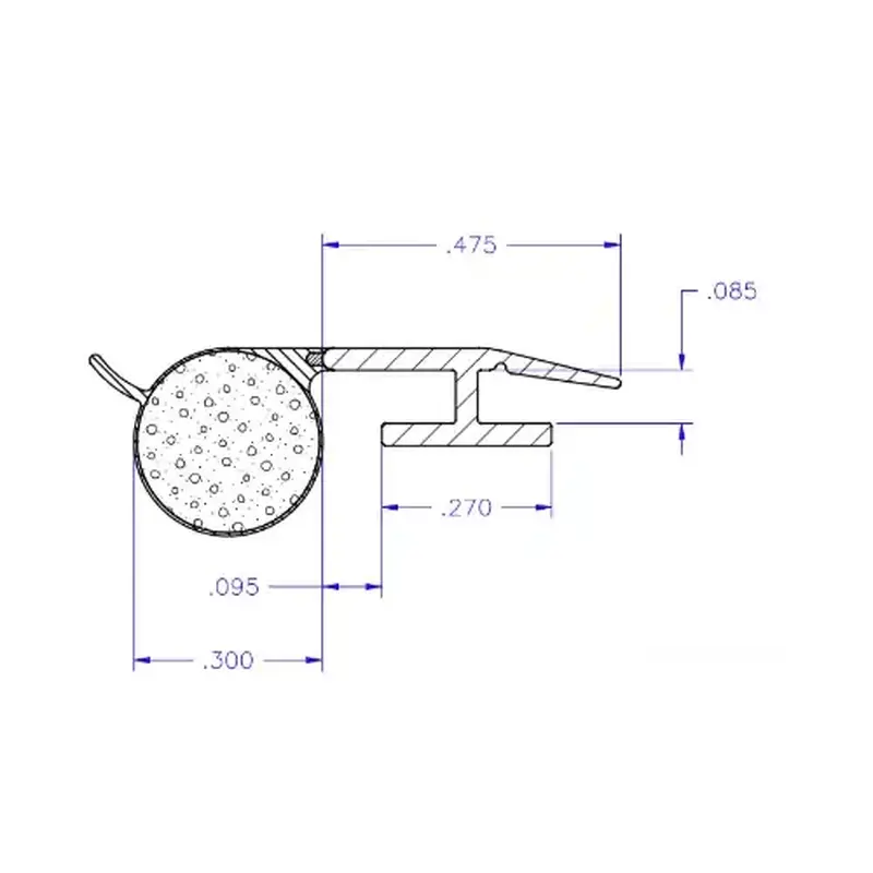 Brixwell 63-465b-XCP100 Bulb Foam Offset T Slot Black - 100' Roll