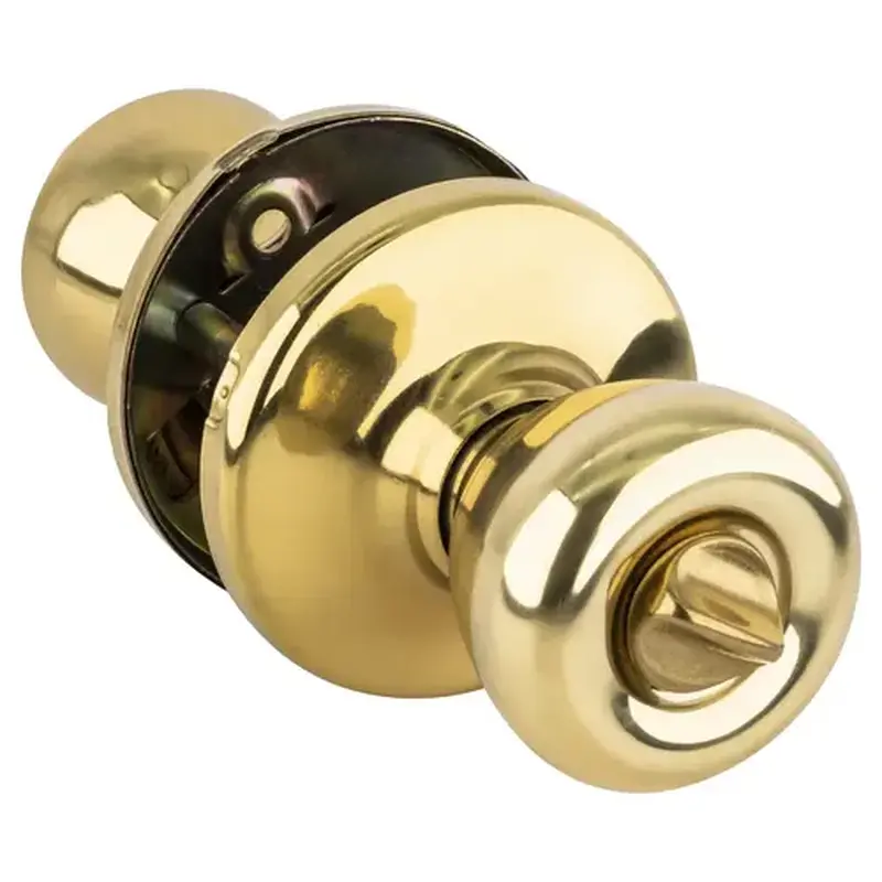 Kwikset 300M 3 CP 7/8RFL RCS Polished Brass Mobile Home Privacy Lockset