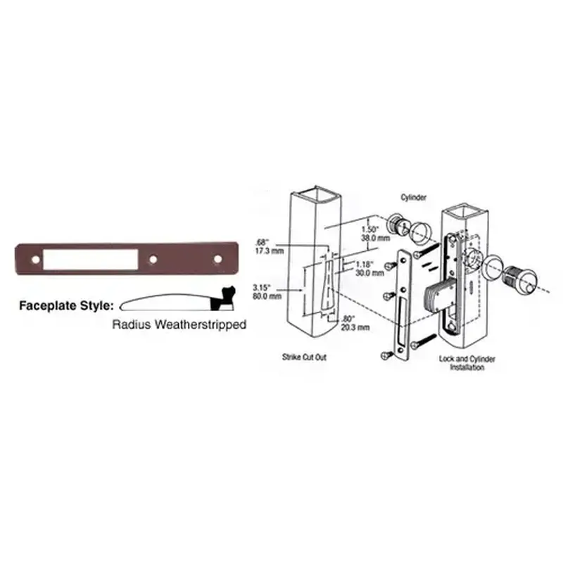CRL DL2113DU Dark Bronze Radius Weather-stripped Faceplate for DL2110 Series Long Throw Deadlocks