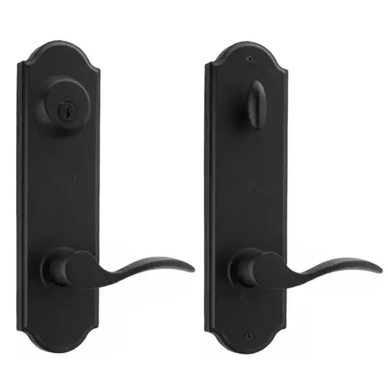 Weslock R7641H2H2SL2D  Right Hand Carlow Tramore Single Cylinder Deadbolt Passage Lock with Adjustable Latch and Round Corner Strikes Black Finish
