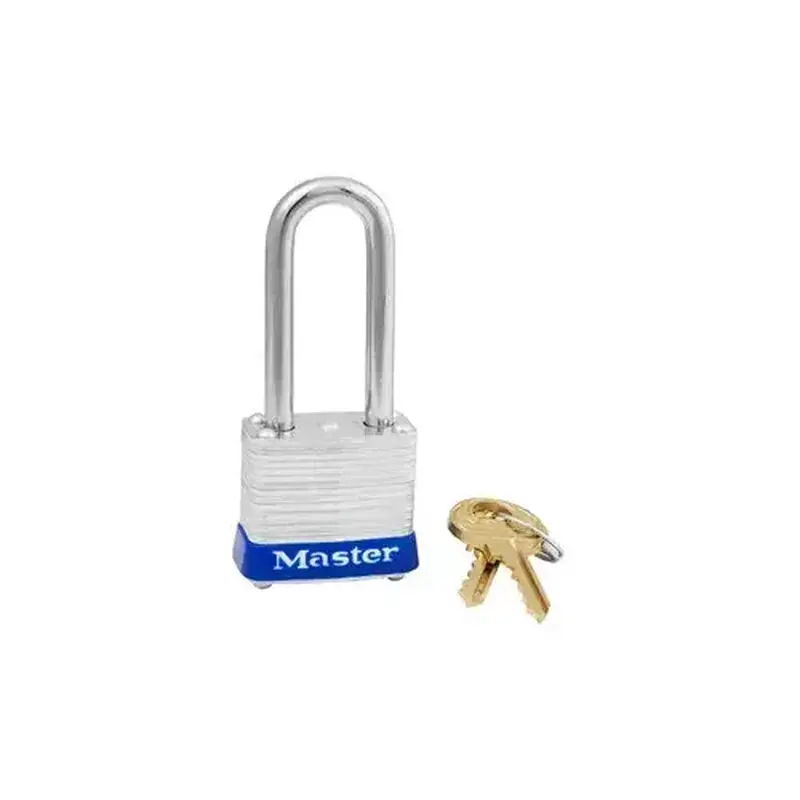 Master Lock 7KALF P761 No. 7 Laminated Steel Padlock, 3/16 in dia, 1/2 in W x 1-1/2 in H Shackle, Silver/Blue, Keyed Alike, Keyed P150