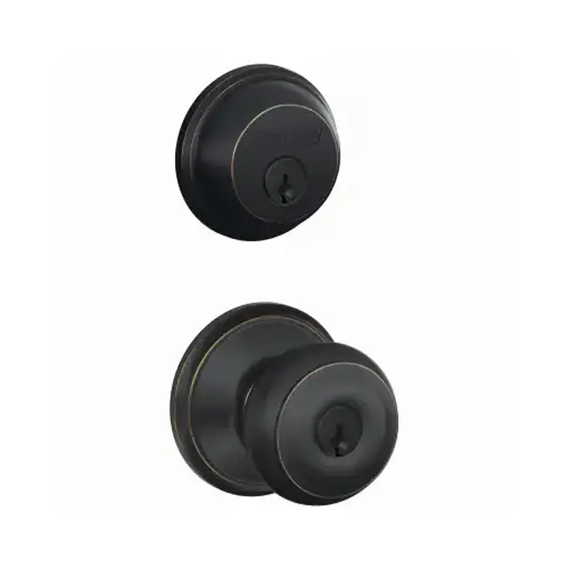 Schlage FB50NVGEO716 Georgian Series Knob Lockset, 2 Grade, Aged Bronze, K4 Keyway