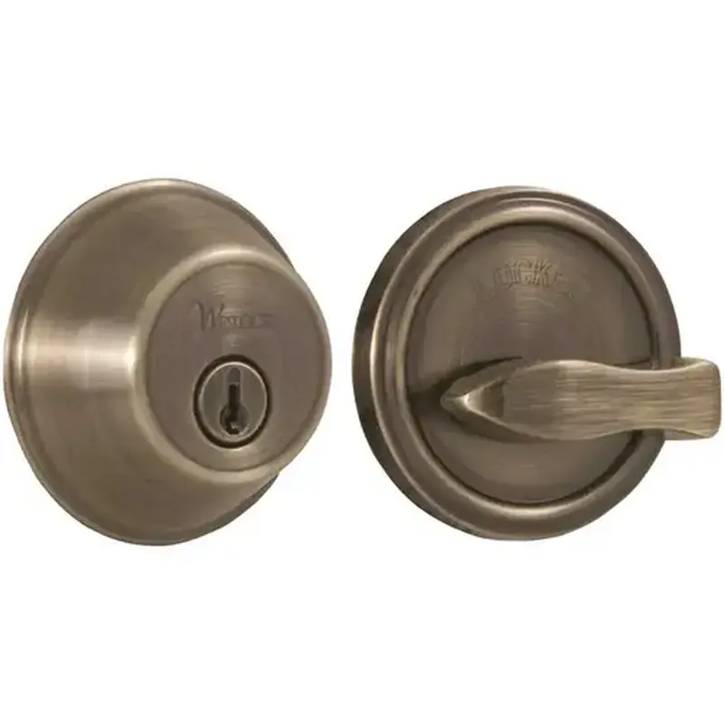 Weslock 00371-A-ASL2D 300 Series Single Cylinder Deadbolt with Adjustable Latch and Deadbolt Strikes Keyed Different Antique Brass Finish