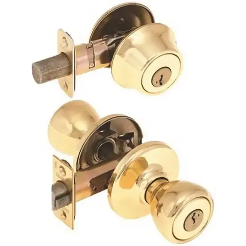 Kwikset 690T 3 SMT 6AL RCS Tylo Polished Brass Single Cylinder Door Knob Featuring SmartKey Security Combo Pack