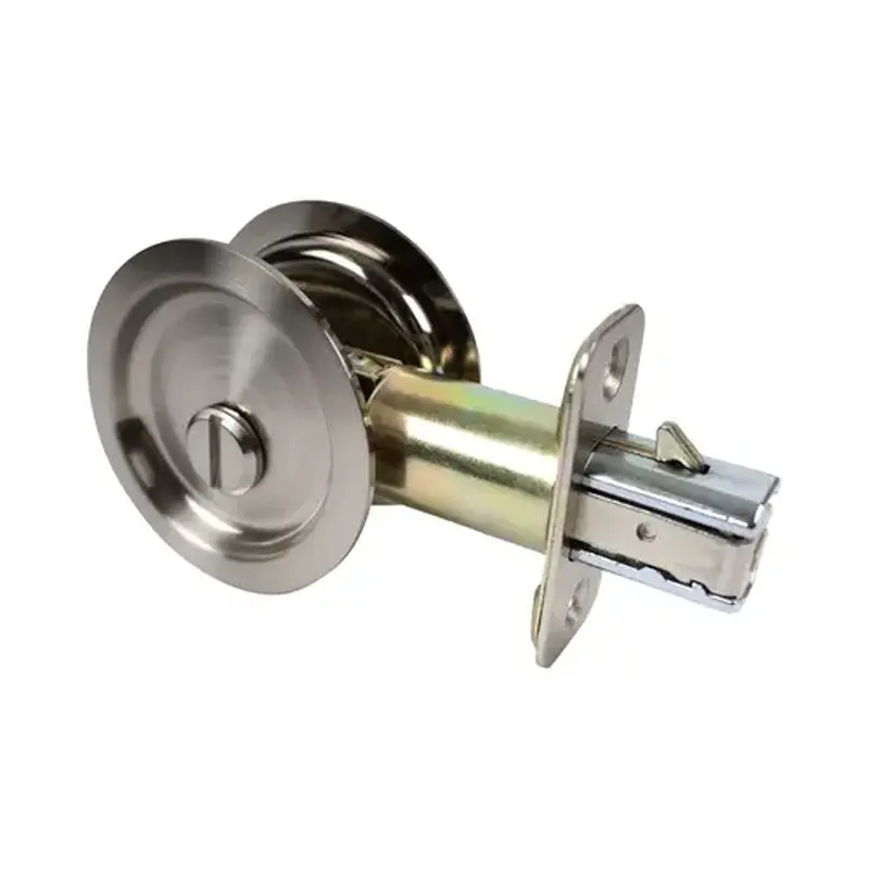 Pamex PF2P10 Privacy Round Sliding Door Lock with 2-3/8" Backset Standard Satin Nickel Finish