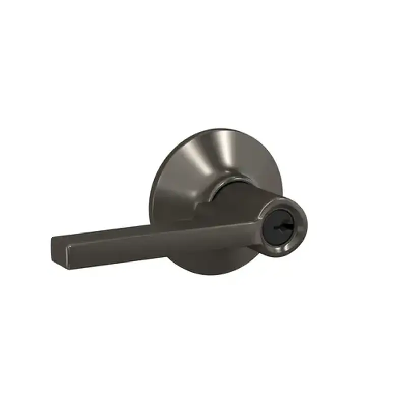 Schlage Custom F51ALAT530KIN Latitude Lever with Kinsler Rose Keyed Entry Lock C Keyway with 16211 Latch and 10063 Strike Black Stainless Finish