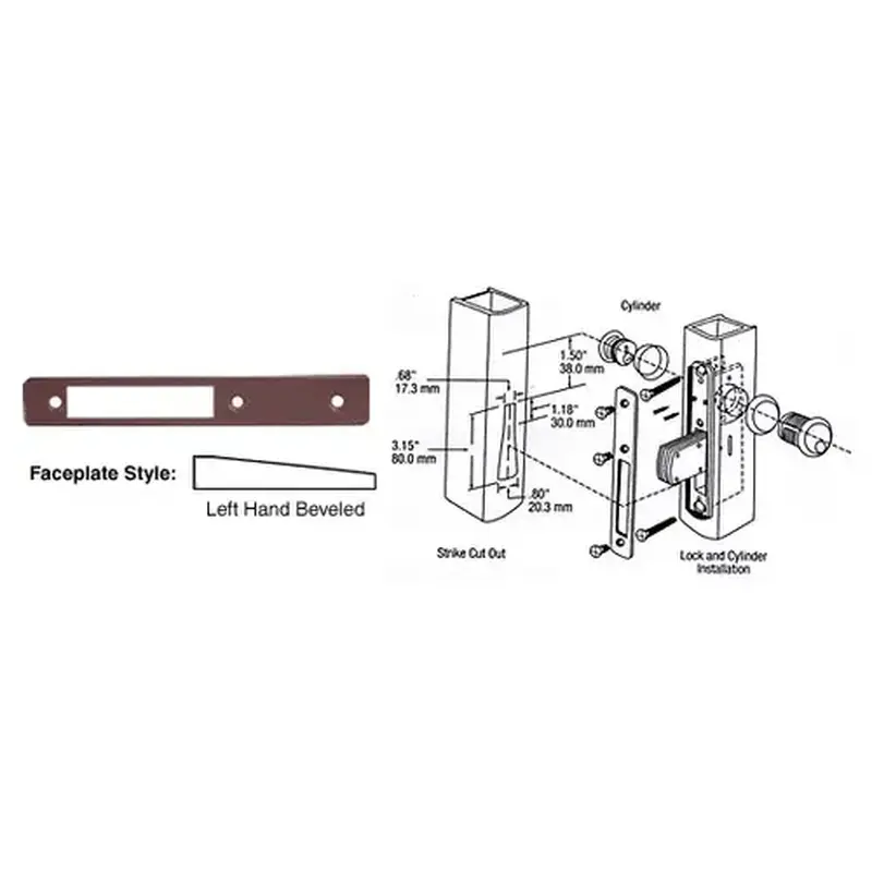 CRL DL2114DU Dark Bronze Left Hand Beveled Faceplate for DL2110 Series Long Throw Deadlocks