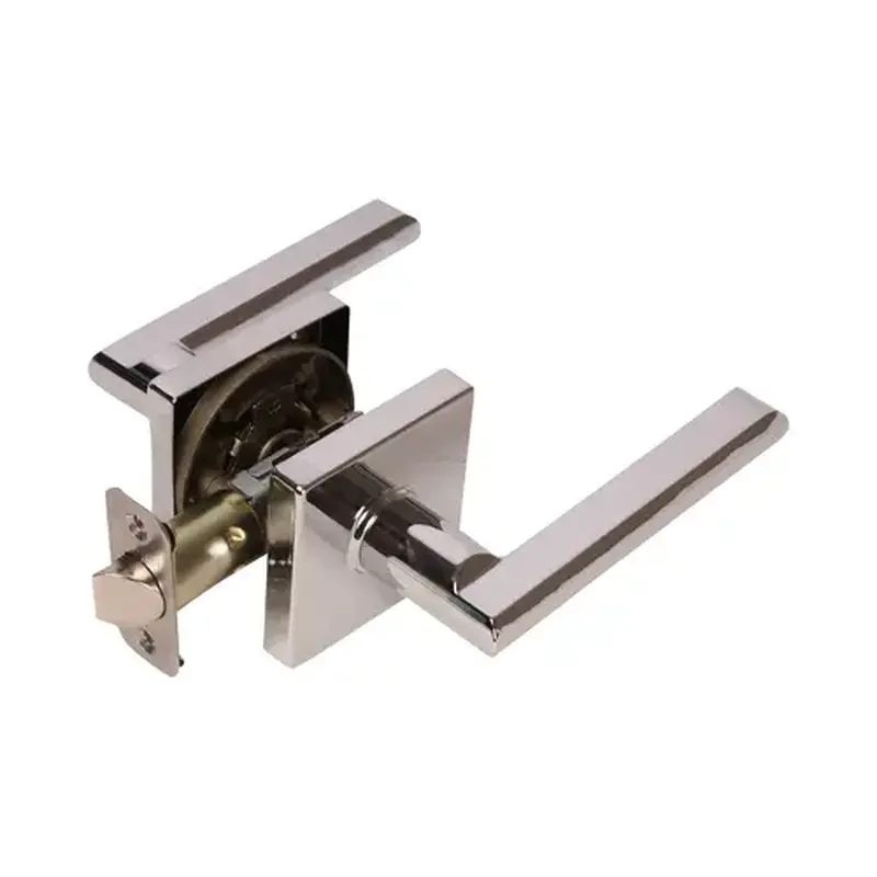 Pamex FLS208C Onyx Lever with Square Rose Privacy Lockset Grade 3 Bright Chrome Finish