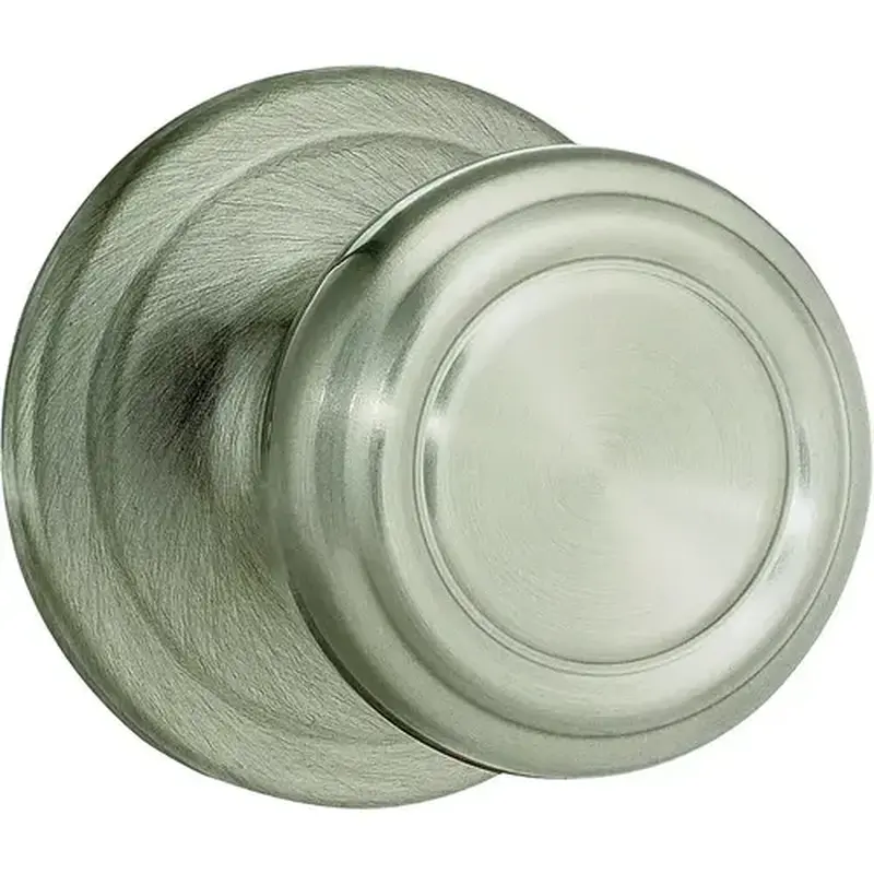 Kwikset 720CN 15 CP Door Knob, Satin Nickel, 1-3/8 to 1-3/4 in Thick Door, 2-1/4 in Strike