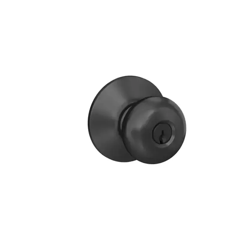 Schlage F51AGPLY622 Entry Knobs F-Series Plymouth Matte Black Right or Left Handed Matte Black