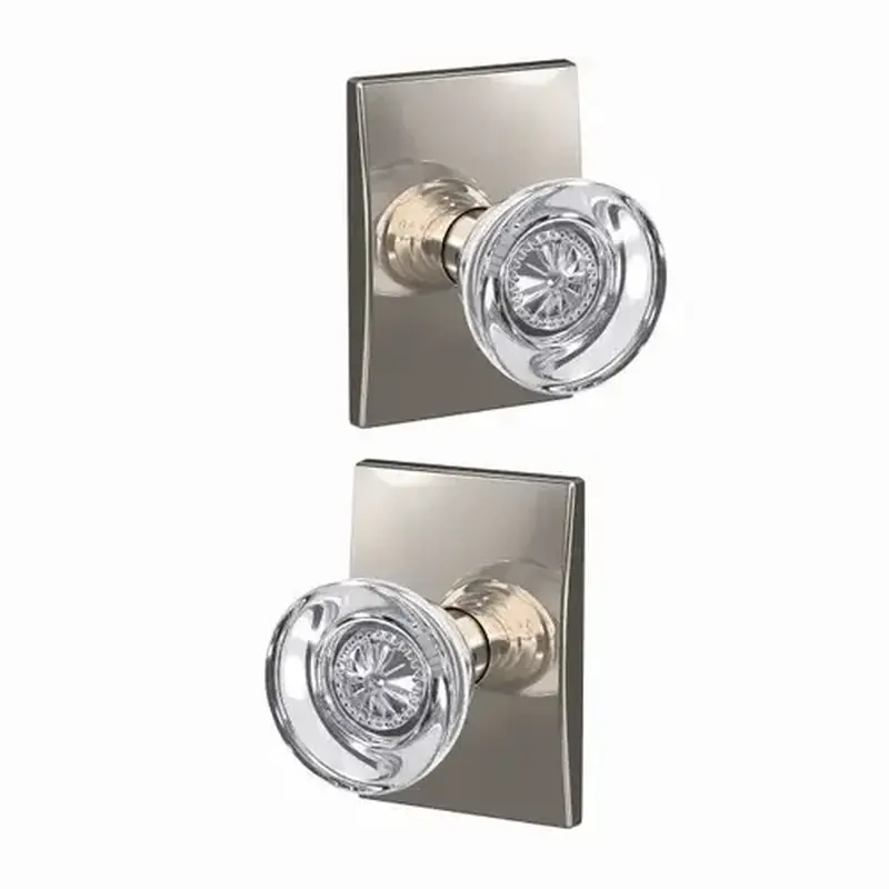 Schlage Residential FC21HOB618CEN Hobson Knob with Century Rose Passage and Privacy Lock with 16600 Latch and 10027 Strike Bright Nickel Finish