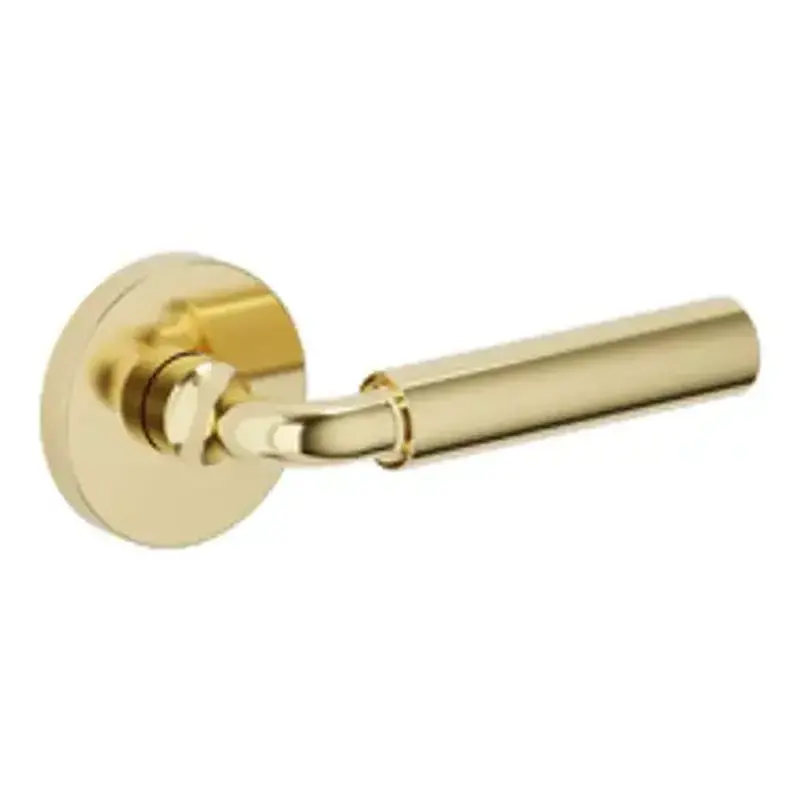 Baldwin L031003FD Preconfigured L031 Curved Gramercy Lever with 5046 Rose Full Dummy Lock Lifetime Brass Finish
