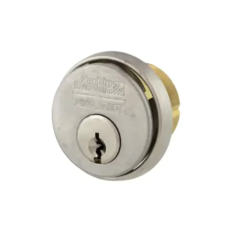 Corbin Russwin CR1000 118 A01 6 626 60 0BIT KB10 2 1-1/8" Mortise Cylinder 6-Pin Clover Cam, 60 Keyway, 0-Bitted, Standard Collar, 60 Keyway 6-Pin 0-Bit, Satin Chrome 626/US26D