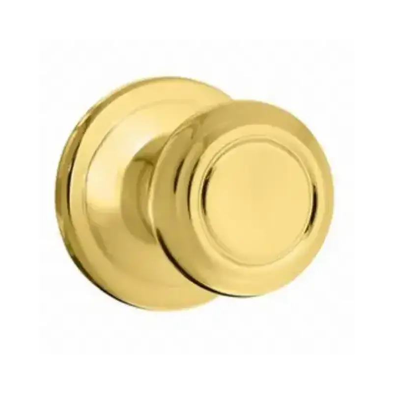 Kwikset 720CN 3 CP Door Knob, Polished Brass, 1-3/8 to 1-3/4 in Thick Door, 2-1/4 in Strike