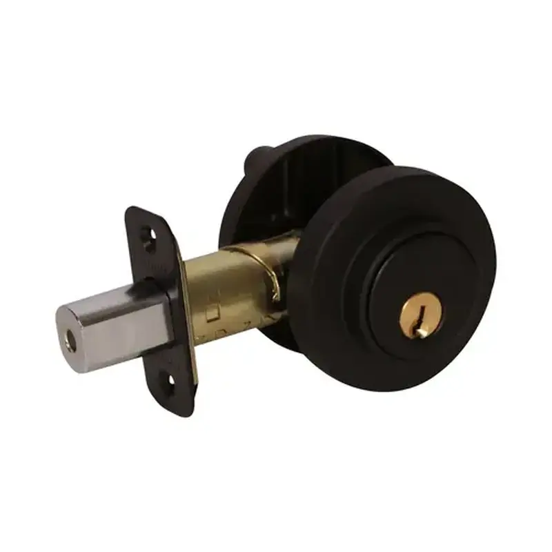 Pamex FDK91 Round Low Profile Single Cylinder Deadbolt Grade 3 with KW1 Keyway Matte Black Finish