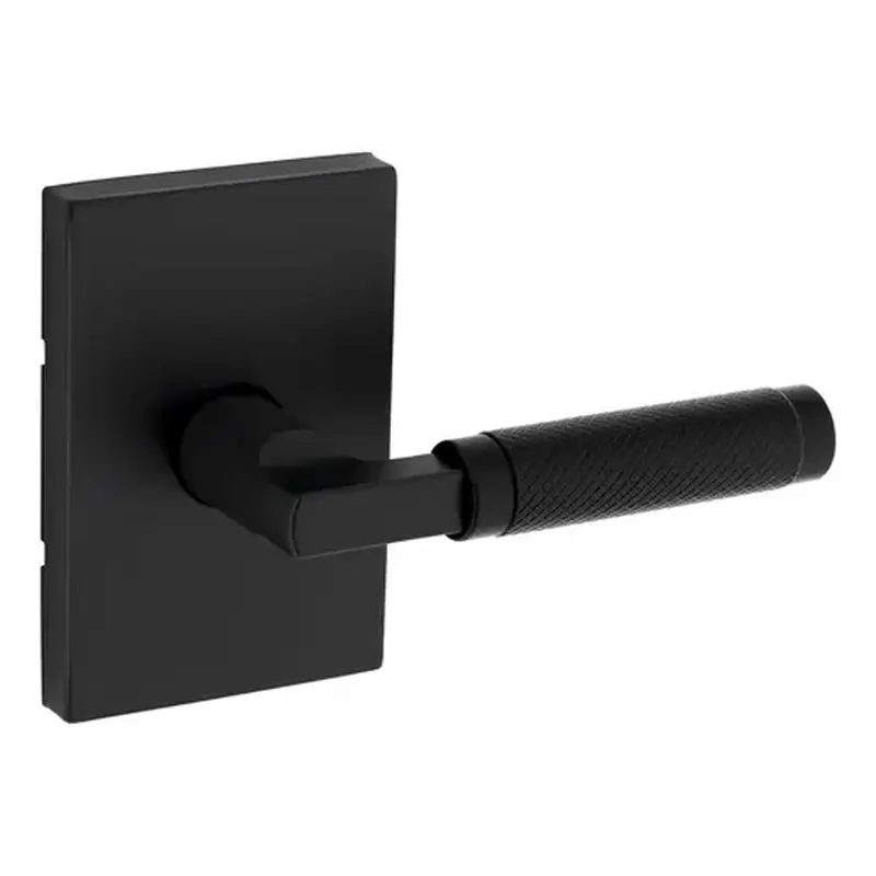 Kwikset 720PVLRCT-514 Prava Lever with Rectangular Rose Passage Door Lock with 6AL Latch and RCS Strike Matte Black Finish
