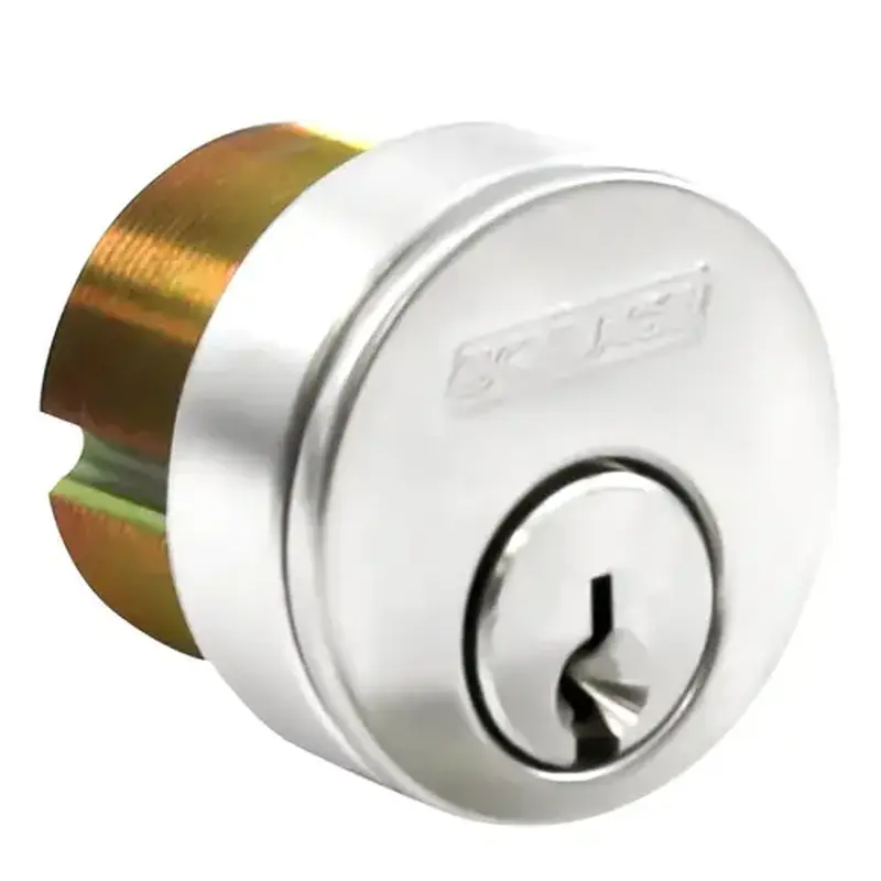 Schlage 20-013 G 112 629 1 1/2 Inch Mortise Cylinder, 6-Pin, G Keyway, Keyed Different, Adams Rite Cam, 2 Keys, 3/8 Inch Blocking Ring, Bright Stainless Steel Finish