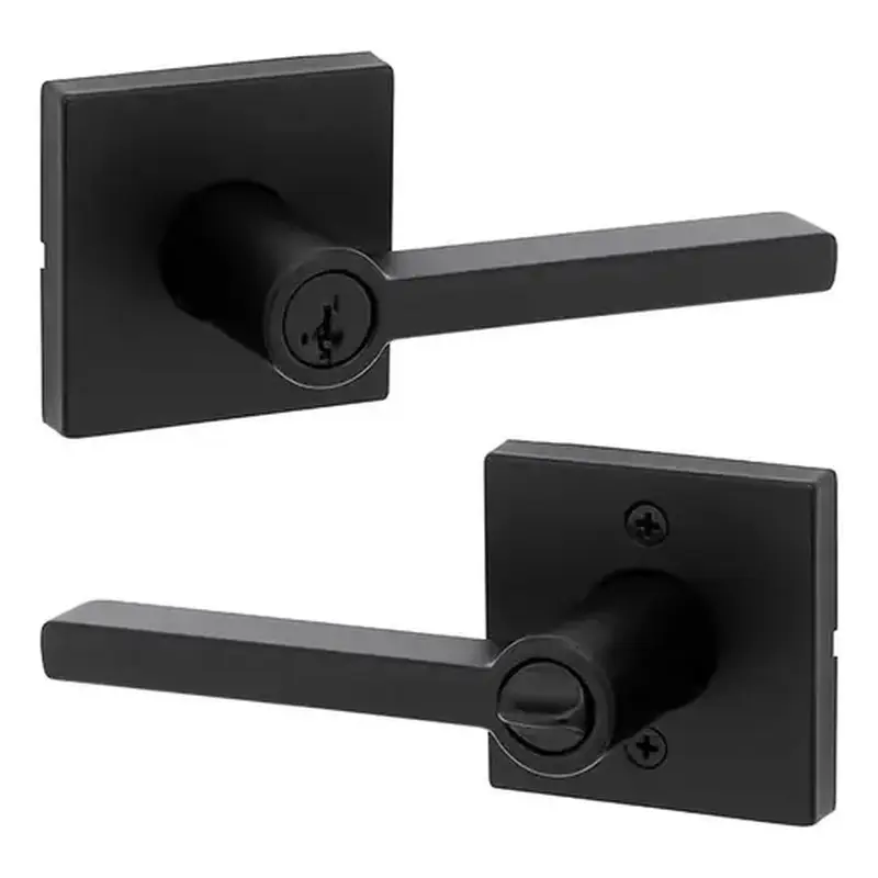 Kwikset 740HFL-SQT-514-SMT-6AL-RCS Halifax Keyed Entry Lever Iron Black