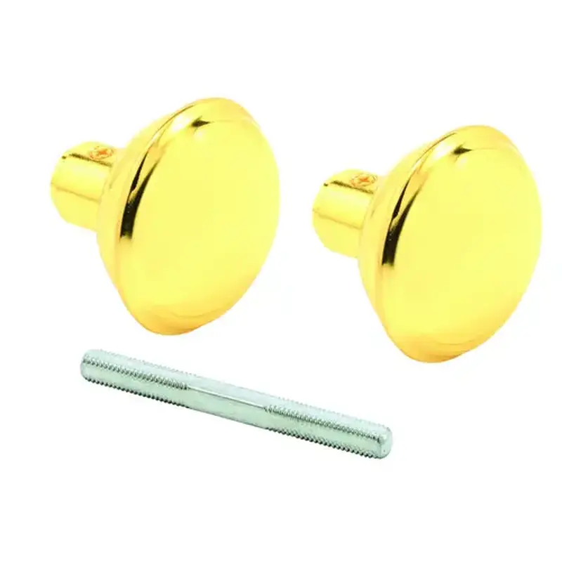 Prime-Line E 2297 Defender Security Brass Vintage Style Dr Knobs, 2-3/16in, 2 Set Screws Polished