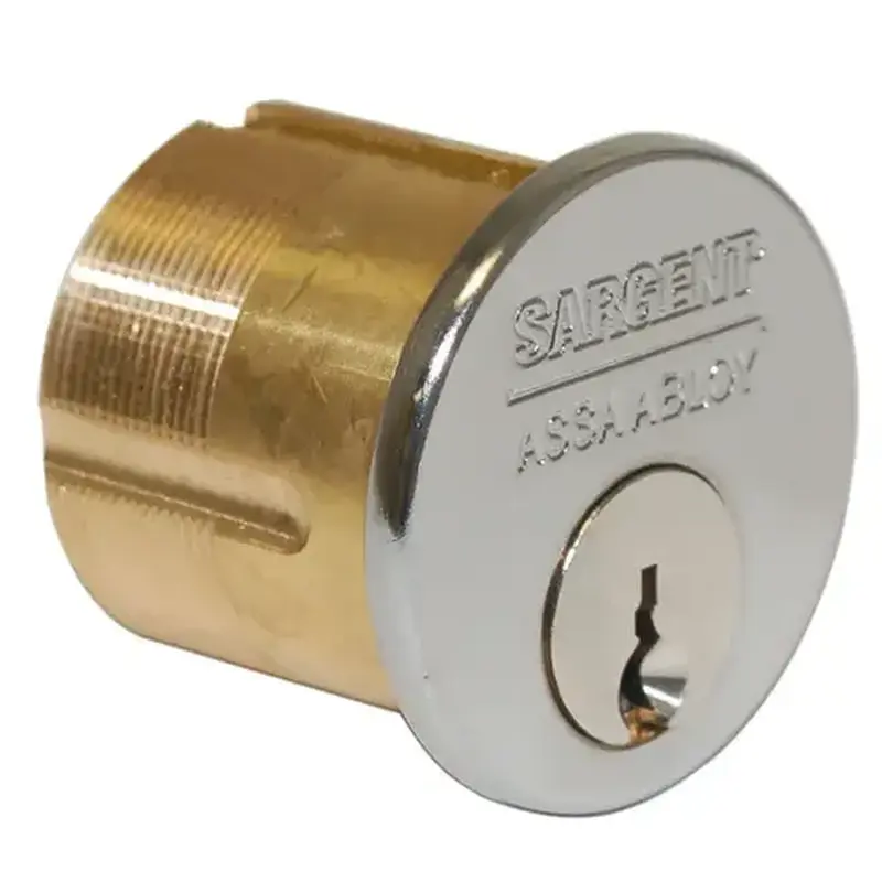 Sargent 43 HJ 32D Mortise Cylinder 1-3/8", HJ Keyway, 6-Pin, Cam, 1-Bitted, 2 Nickel Silver Keys, 630/US32D Stainless Steel