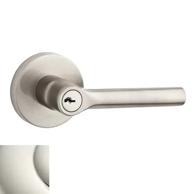 Baldwin Reserve ENTUBCRR055 Entry Tube Lever and Contemporary Round Rose with 6AL Latch and Dual Strike Lifetime Bright Nickel Finish - 141 Finish Replaced by 055 *