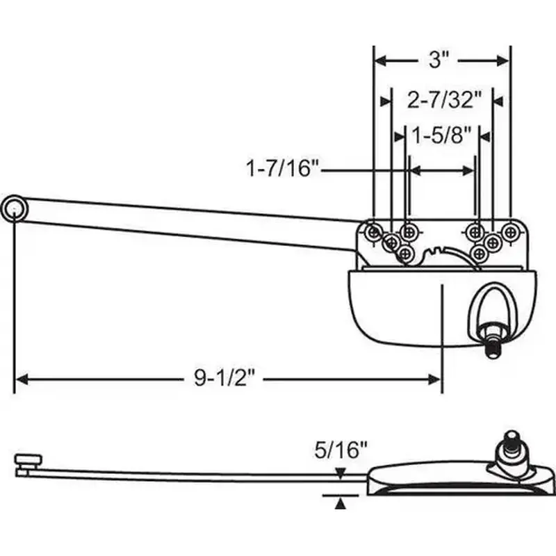 Brixwell 36-128-3e-ss Single Arm Casement Operator 9 1/2in Straight Arm White SS Button