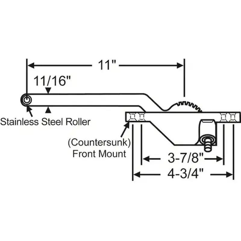 Brixwell 36-223-10 Single Arm Casement Operator Black Truth Right Hand Front Mount 11in Arm Length Handle Sold Seperately