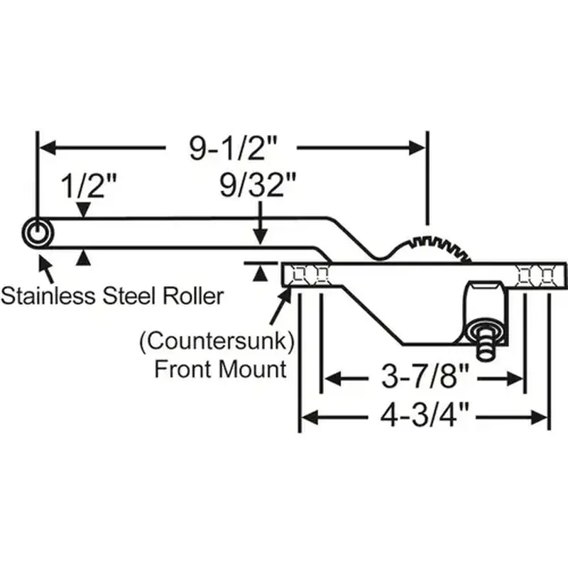 Brixwell 36-434-13 Use 36-434-21 single Arm Casement Operator 9-1/2in Arm Brushed Copper nickel Truth Right Hand Front