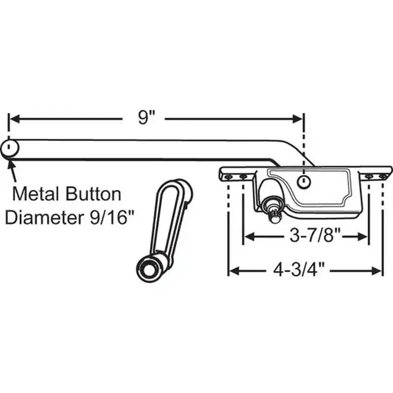 Brixwell 36-448 Casement Operator Aluminum 9/16in Metal Button Diameter handle Included 9in Arm Length