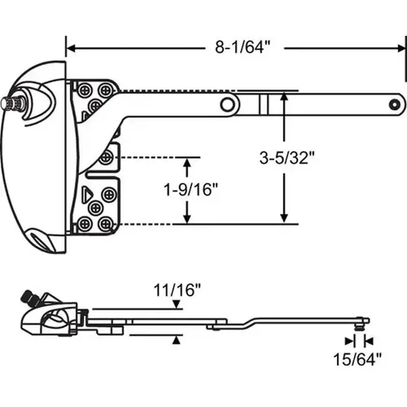Brixwell 36-539lhW-xd Split Arm Casement Operator white Notched For Wood handle Sold Separate
