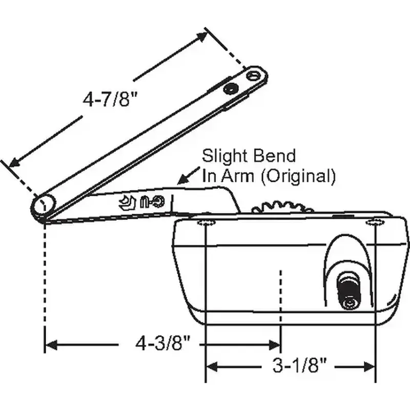 Brixwell 36-516rhowm Straight Arm Casement Operator off White Metal Die Cast housing Stainless Steel Worm gear Handle Sold Separate