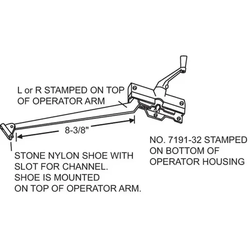 Brixwell 750-1361314 Casement Operator Stone 8-3/8in Arm Length handle Sold Seperately