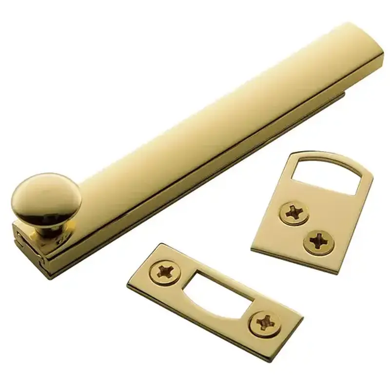 Baldwin 0322003 4" Surface Bolt Lifetime Brass Finish