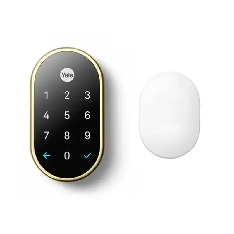 Yale Real Living RBYRD540WV605 Nest x Yale Weave Lock Bundled with Nest Connect Bright Brass Finish