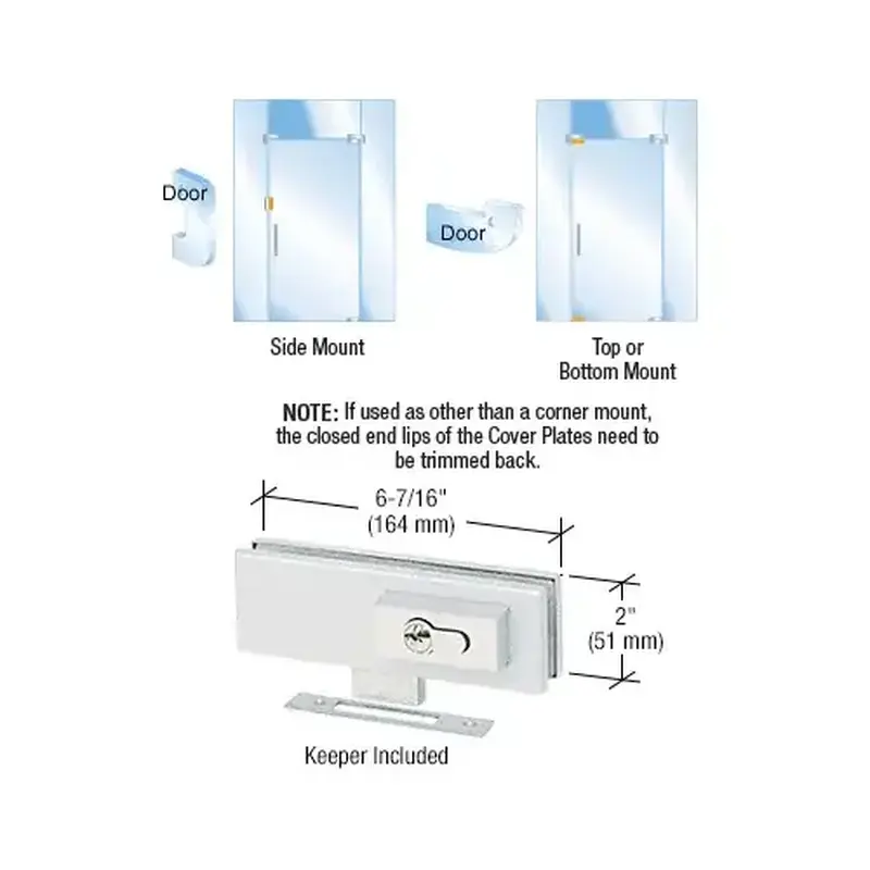 CRL EUR205A Satin Anodized EUR Series Complete Patch Lock Including Cylinder