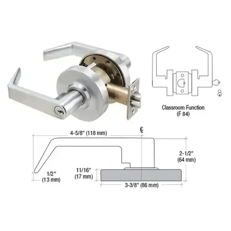 Schlage D85CLSCH Chrome Grade 2 Classroom Lever Lockset 6-Pin