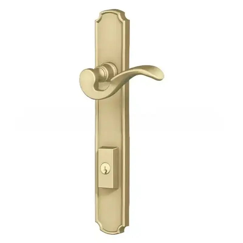 Baldwin MP002060ACT3 Bismark Multi Point Trim Keyed Entry with Turn Knob Configuration 3 Satin Brass with Brown Finish