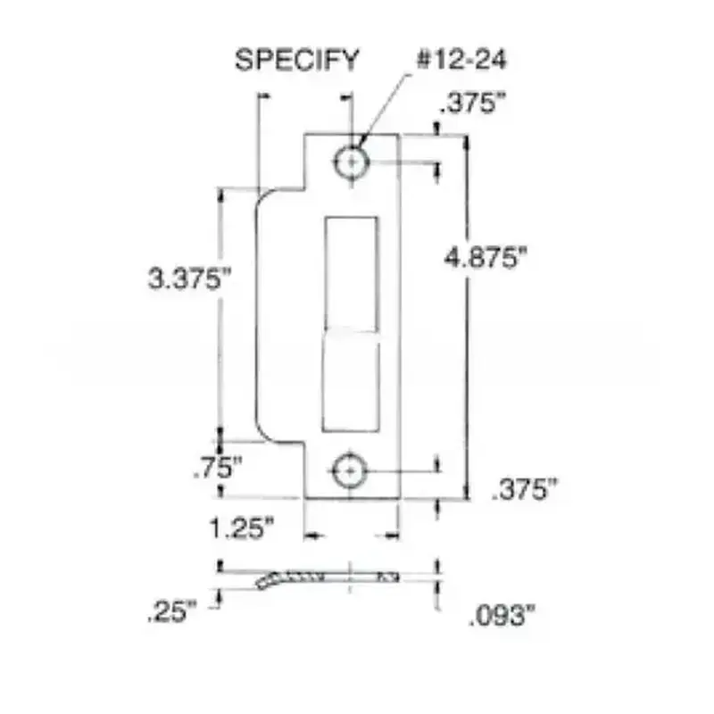 Baldwin 6037060L178 Left Hand 1-7/8" Extended Lip ASA Strike For 2-3/4" Backset Latch, Deadbolt, Auxiliary Latch Satin Brass With Brown Finish