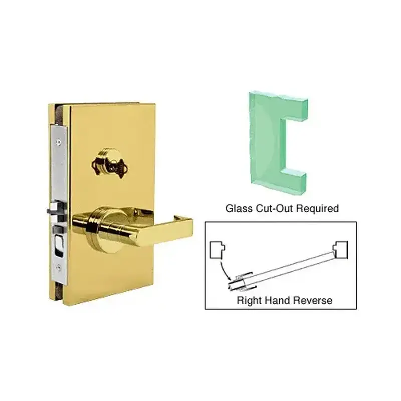CRL DL611R0PB Polished Brass 6" x 10" RHR Center Lock With Deadlatch in Office Function