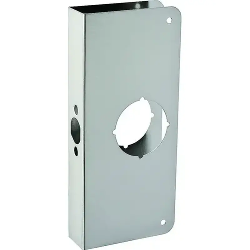 ProSource HSH-048SBN-PS Door Reinforcer, 2-3/8 in Backset, 1-3/8 in Thick Door, Steel, Satin Nickel, 9 in H, 4 in W