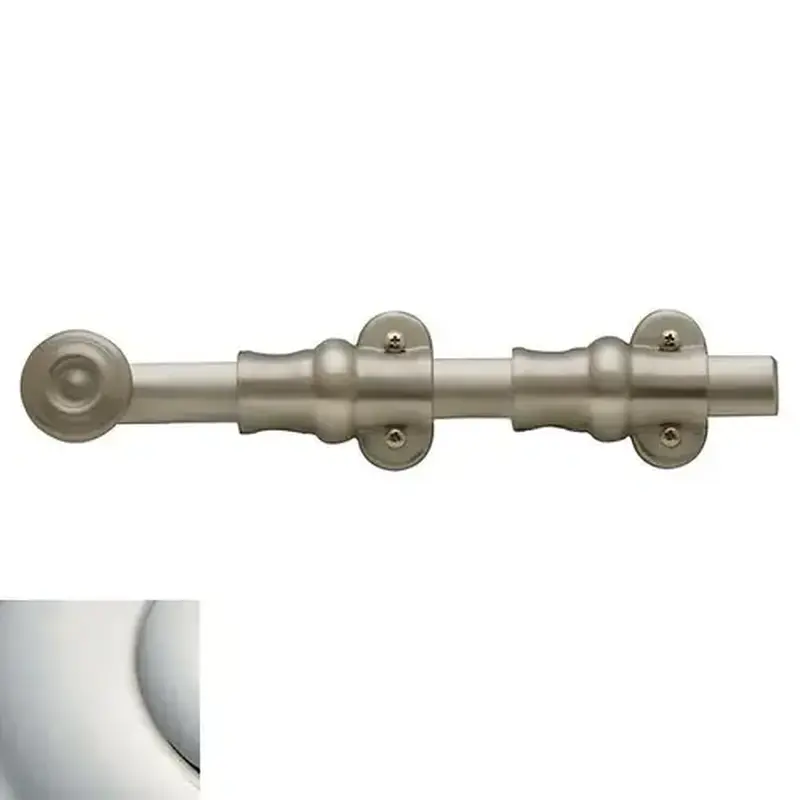 Baldwin 0380140 8" Ornamental Surface Bolt Bright Nickel Finish