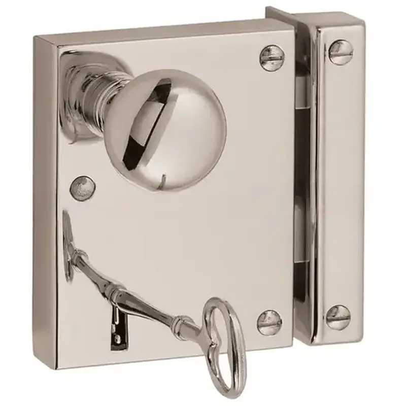 Baldwin 5604055L Left Hand Small Vertical Entry Rim Lock Lifetime Bright Nickel Finish