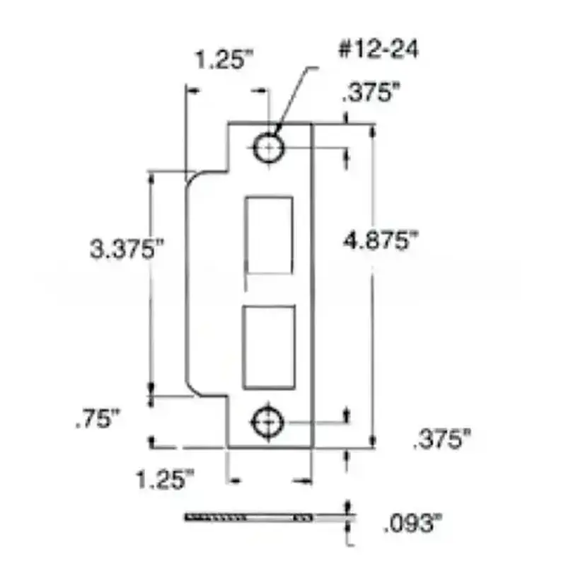 Baldwin 6040055R Right Hand ASA Strike For 2-3/4" Backset Latch and Deadbolt Lifetime Bright Nickel Finish