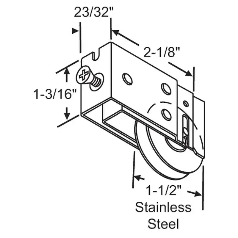 Brixwell 900-10116ss Patio Door Roller Assembly 1-1/2 Stainless Steel Wheel pdr177 Ss