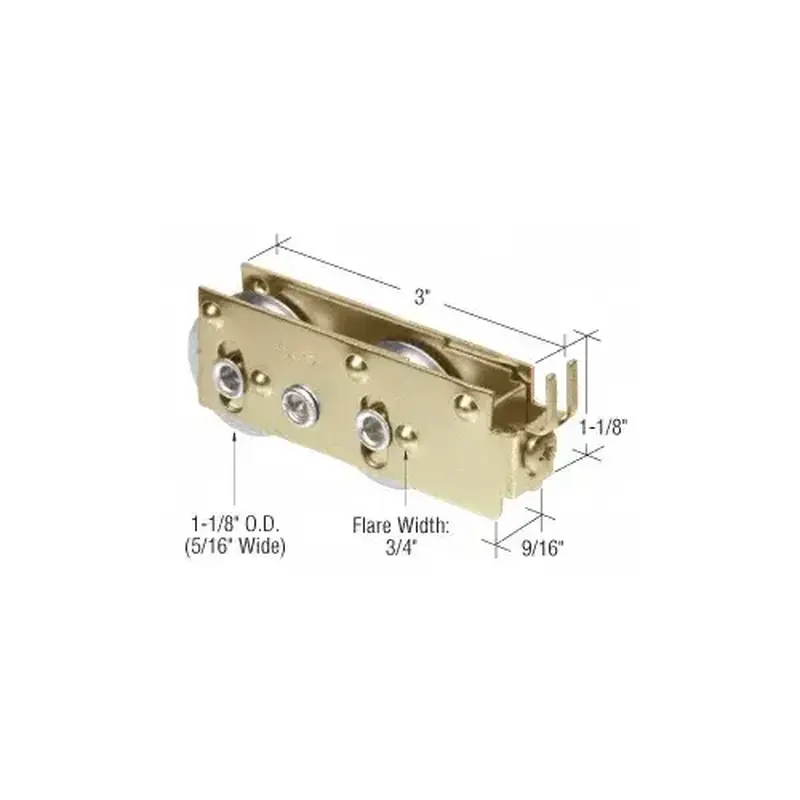 CRL D1727 1-1/8" Tandem Steel Ball Bearing Sliding Glass Door Rollers with 9/16" Wide Housing