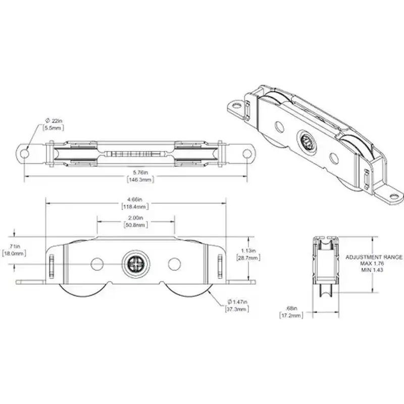 Brixwell 9-410t Truth SS Tandem Rollers 1 1/2i Max 500Lbs Standard Tabs