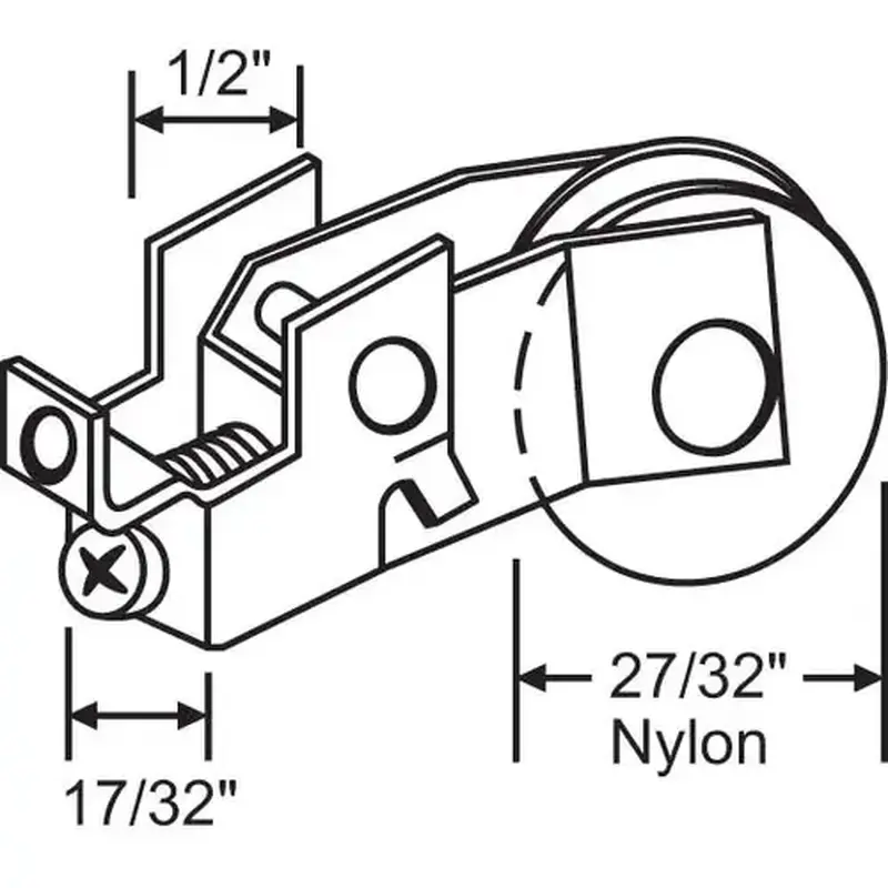Brixwell 9-291 Patio Door Roller Assembly concave 27/32 Nylon Wheel swr 14