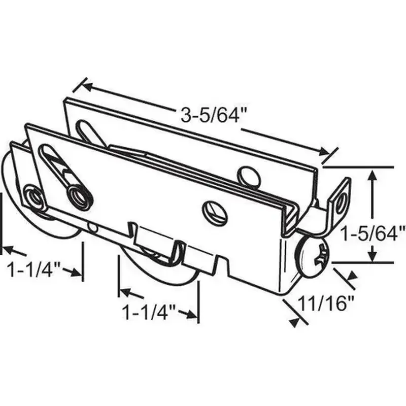 Brixwell 9-455 Tandem Wheel Roller Assy 1-1/4 STEEL WHEELS PDR223 1 1/4